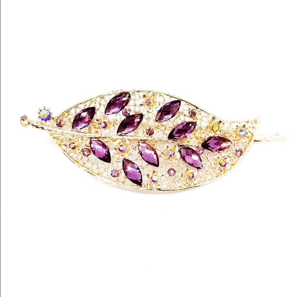 Leaf Gold Lavender Hair Clip